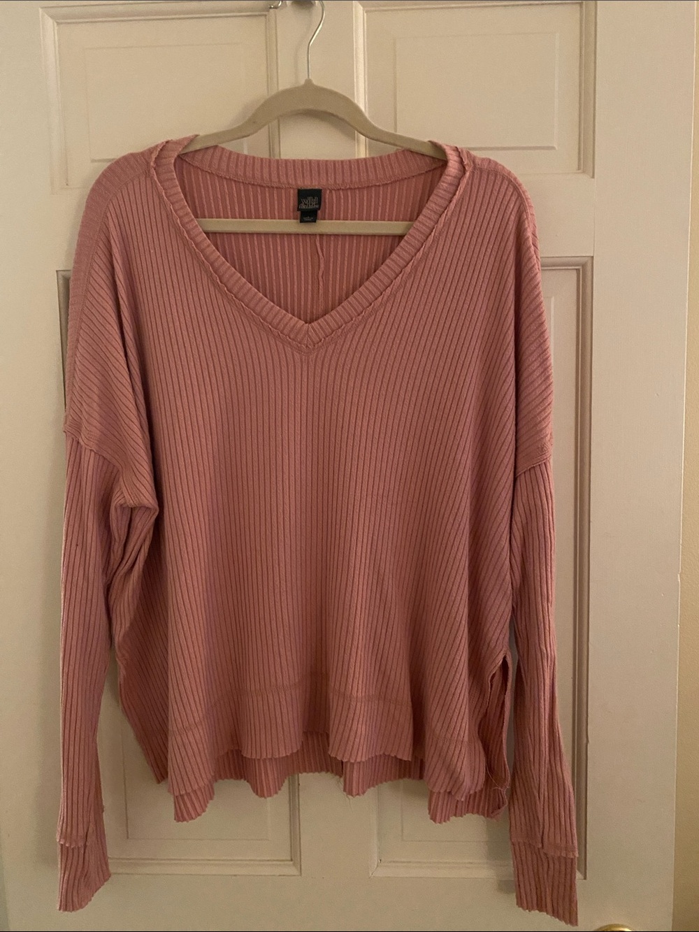 wild fable Ribbed V-Neck Sweater - Dusty Rose